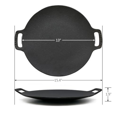 Brightalk 13-Inch Korean BBQ Grill Pan, Cast Iron Griddle for Indoor and Outdoor Stovetop Use - Image 2