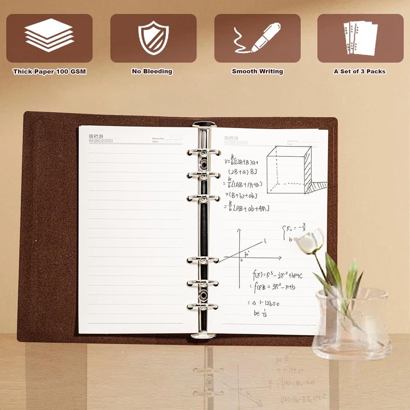2 Pack Ring Binder A6 Refillable 120 Sheets Paper a 6 Hole Lines A6 Refill Paper Refillable Refill Paper Refill Inserts for A6 Notebooks Diaries Sketches Agenda Planner - Image 5