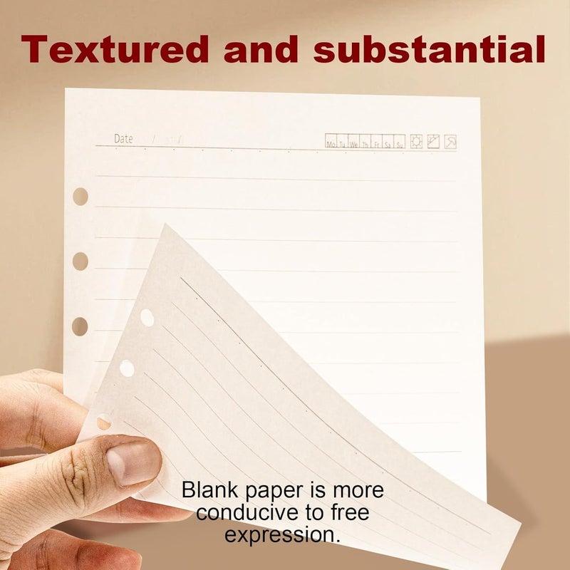 2 Pack Ring Binder A6 Refillable 120 Sheets Paper a 6 Hole Lines A6 Refill Paper Refillable Refill Paper Refill Inserts for A6 Notebooks Diaries Sketches Agenda Planner - Image 3
