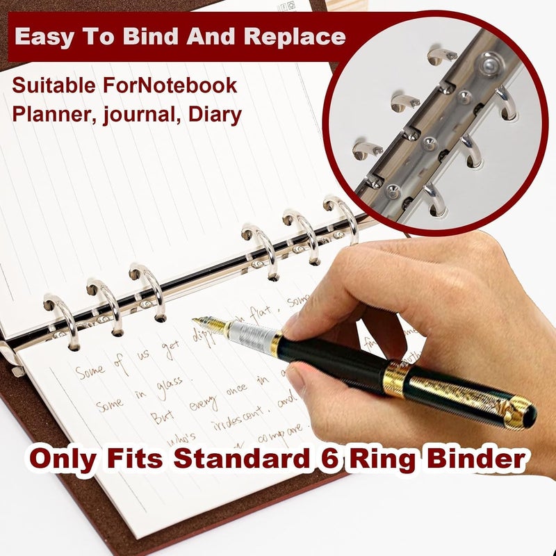 2 Pack Ring Binder A6 Refillable 120 Sheets Paper a 6 Hole Lines A6 Refill Paper Refillable Refill Paper Refill Inserts for A6 Notebooks Diaries Sketches Agenda Planner - Image 4