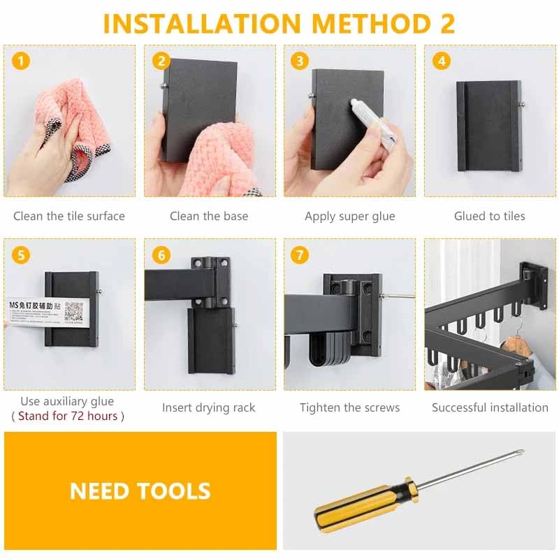 TGOPIT Foldable Cloth Dryer Stand Double Rack Cloth Stands for Drying Clothes Wall Mounted Clothes HangerClothes Laundry Drying RackDrying Rack ClothingLaundry Hanger RackCollapsible2Tier - Image 3