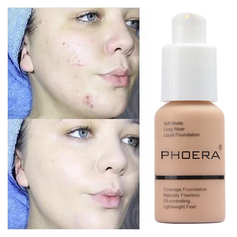 WFWJ PHOERA Foundation, Natural Moisturizing Highlighting Matte Oil Control Flawless Concealer Makeup,Full Coverage Foundation (105 Sand) - Image 4