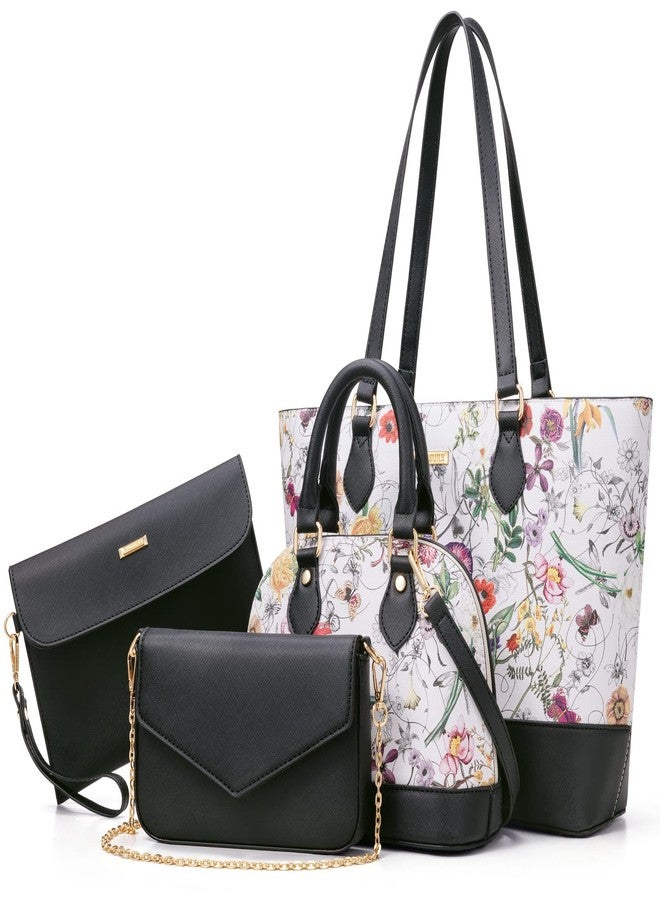 Bagsure مجموعة حقائب يد نسائية أنيقة مكونة من 4 قطع، تشمل حقائب كتف وحقائب حمل وحقائب كروس، هدية مثالية للسيدات والفتيات، لون أسود/زهري، الأبعاد: 3.15 × 3.94 × 7.87 بوصة - Image 1