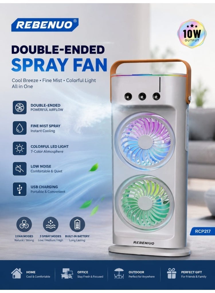 REBENUO Portable Dual Mist Fan (Model RCP217) – The smart solution for refreshment anywhere! - Image 3