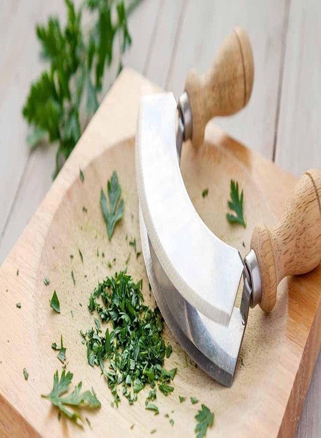 TIYOORTA Mezzaluna Cutting Boards,Double-sided Slicing Charcuterie Board,Square Wooden Chopping Board(3.15 IN*3.15 IN) Concave Cutting Board, Wooden Serving Bowl for Mincing Herb n Vegetables - Image 4