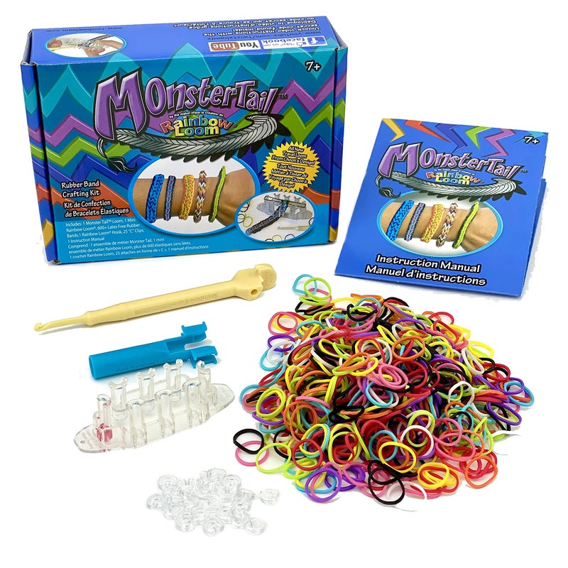 Rainbow Loom® Monster Tail™ Kit - Compact Loom and Case for Travel, Makes Oversized Bracelets, Includes Exclusive Loom and 2 Bracelet Instructions for Boys and Girls 7+ - Image 1