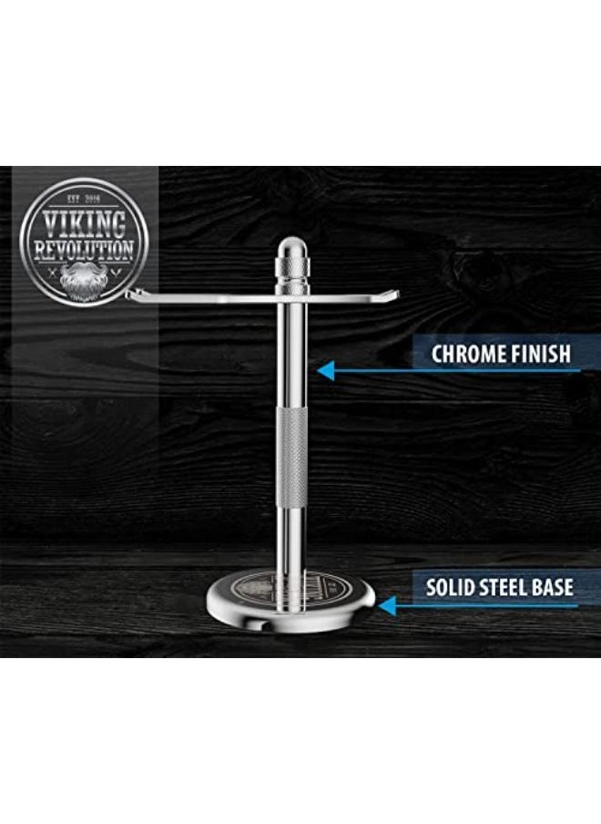 Viking Revolution - Chrome Safety Razor Stand - Razor Holder And Shaving Brush Stand, Shaving Stand To Prolong The Life Of Your Razor - Shaver Holder With Weighted Bottom For Extra Stability - Image 1