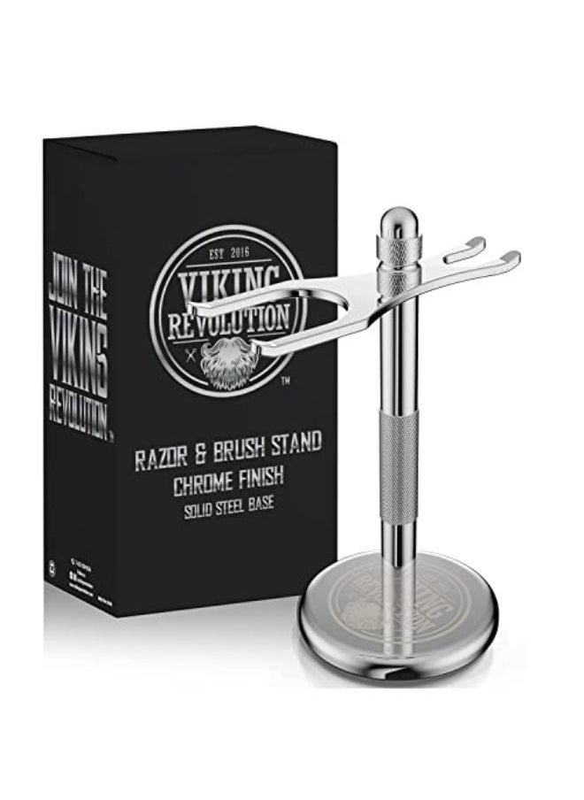 Viking Revolution - Chrome Safety Razor Stand - Razor Holder And Shaving Brush Stand, Shaving Stand To Prolong The Life Of Your Razor - Shaver Holder With Weighted Bottom For Extra Stability - Image 1