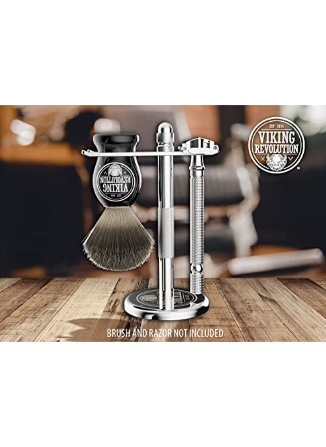 Viking Revolution - Chrome Safety Razor Stand - Razor Holder And Shaving Brush Stand, Shaving Stand To Prolong The Life Of Your Razor - Shaver Holder With Weighted Bottom For Extra Stability - Image 1