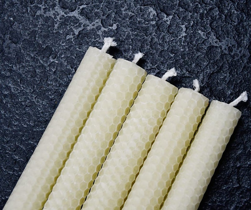 DEYBBY Natural Beeswax Taper Candles,8inch Dripless and Smokeless White Bee Wax,4Hour Burn Time Flat Top (Pack of 6) - Image 4