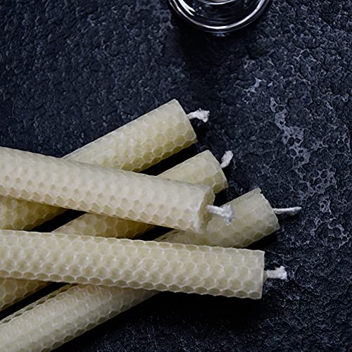 DEYBBY Natural Beeswax Taper Candles,8inch Dripless and Smokeless White Bee Wax,4Hour Burn Time Flat Top (Pack of 6) - Image 5