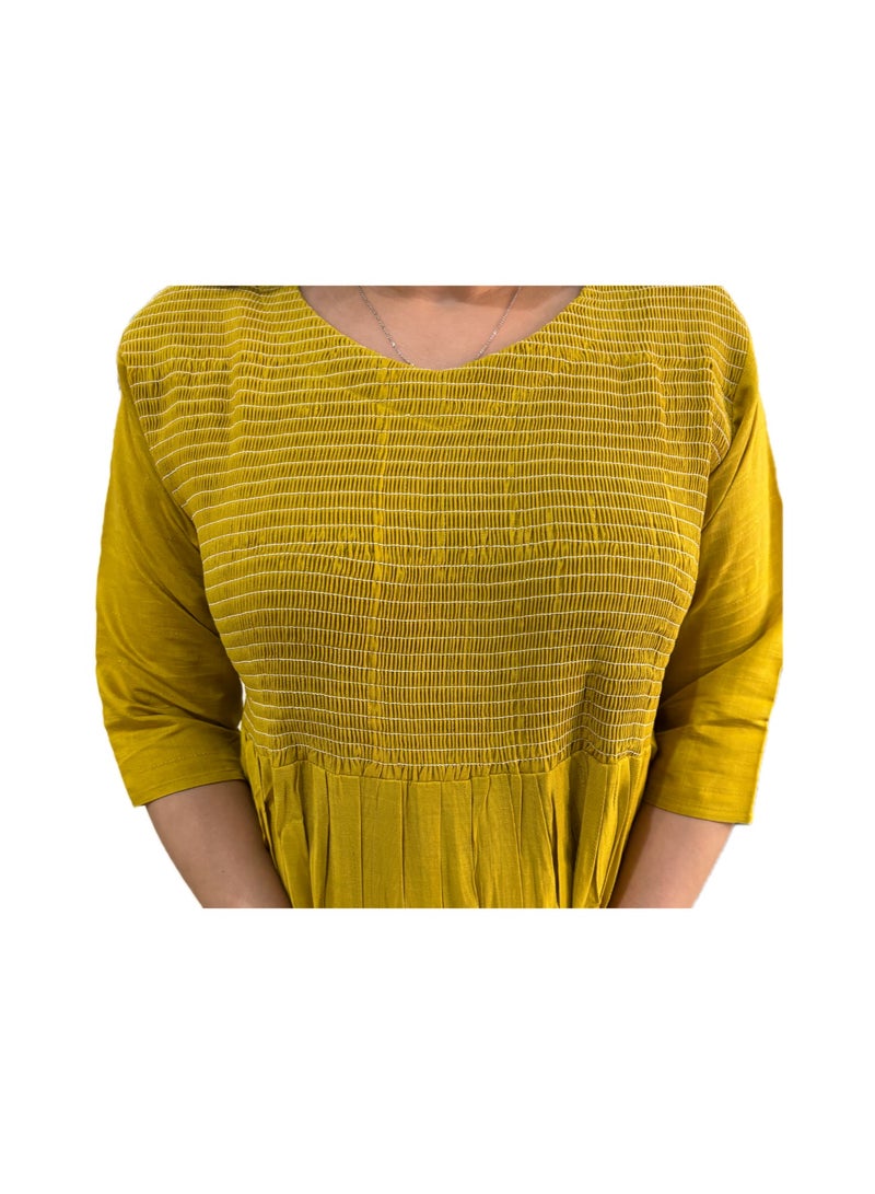 Zebees Smocked Cotton Maternity Dress, Comfortable & Stylish  - Image 3
