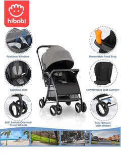 hibobi Lightweight Foldable Two-Way Push Baby Stroller With Seat Cushion  - Image 4