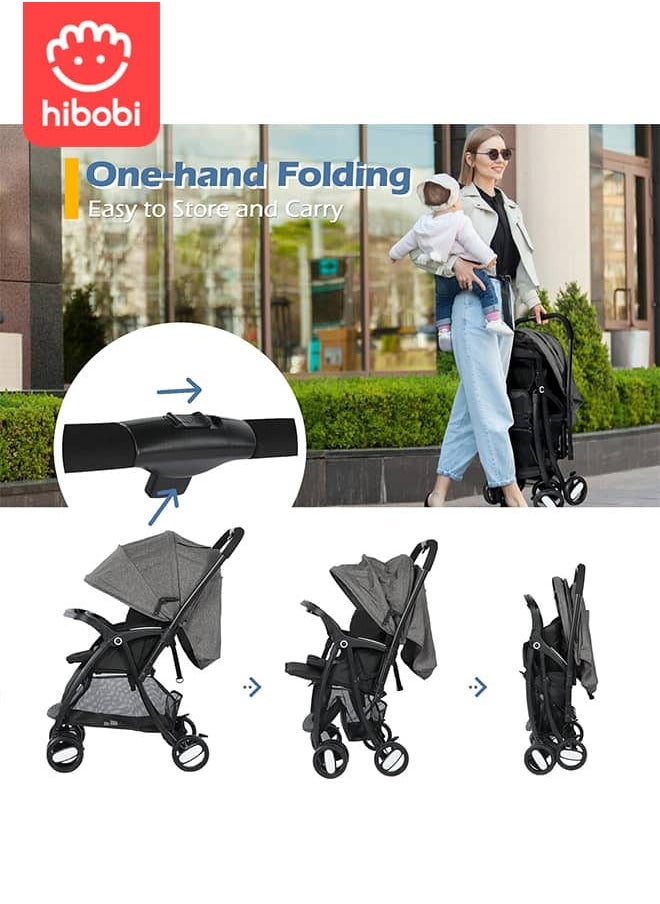 hibobi - Lightweight Foldable Two-Way Push Baby Stroller With Seat Cushion - Image 1