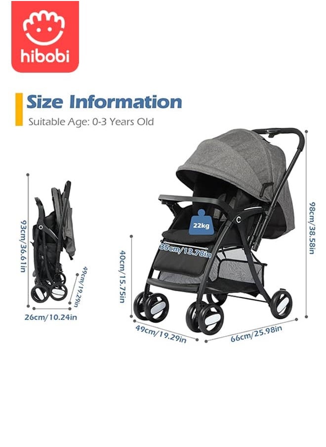 hibobi - Lightweight Foldable Two-Way Push Baby Stroller With Seat Cushion - Image 1
