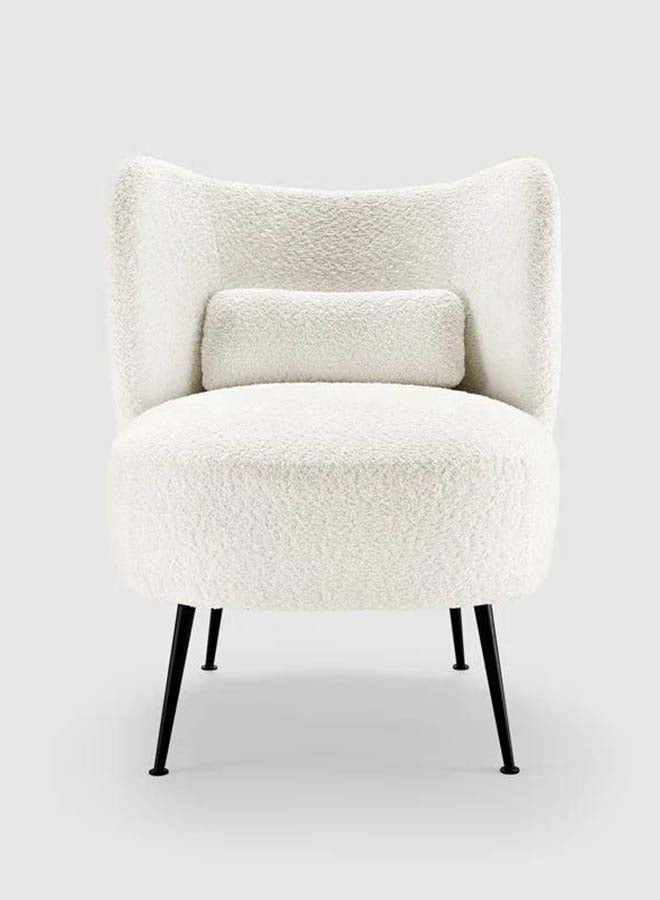 Al Home White Boucle Chair Swedish Wood By Alhome 80x85 cm 