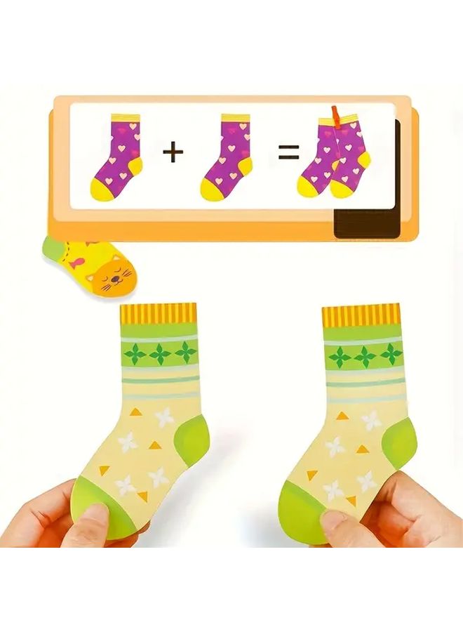 16 Pairs Socks Matching Game With Clips And Rope For Fine Motor Skills Training - Image 4