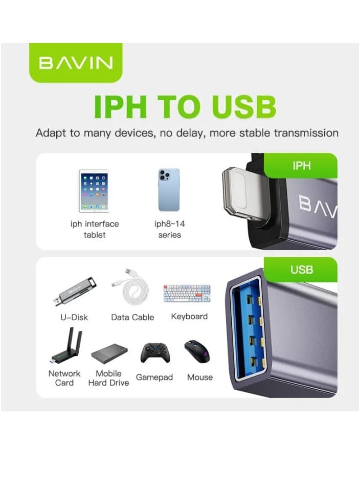 Bavin OTG Adaptor USB 3.0 Fast Data Transfer for iPhone Phones and Laptop Tablet Gamepad Printer Keyboard - Image 2