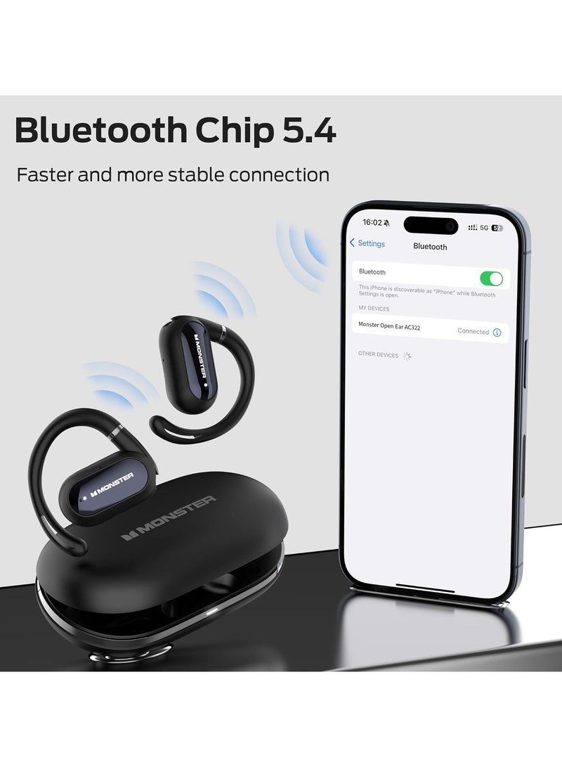 Monster Open Ear AC322, Bluetooth 5.4 headset, 36 hours battery life, IPX5 waterproof, clear communication, ergonomic design, adjustable ear angle, not easy to fall off wireless Bluetooth headset.  - Image 4