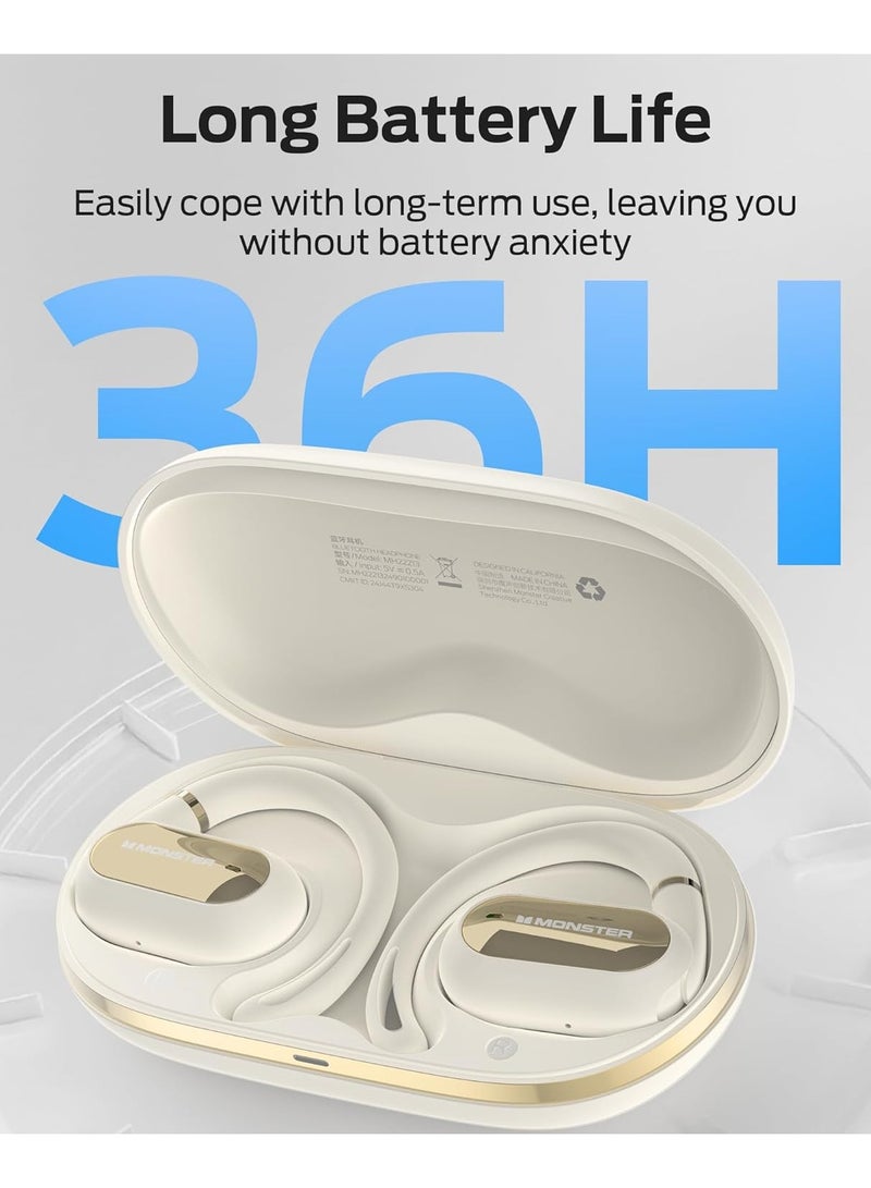 Monster Open Ear AC322 Wireless Bluetooth Headphones, Open-Ear Earhook Design, Bluetooth 5.4, 36H Battery Life, IPX5 Waterproof, ENC Clear Calls, Adjustable Fit - Image 5