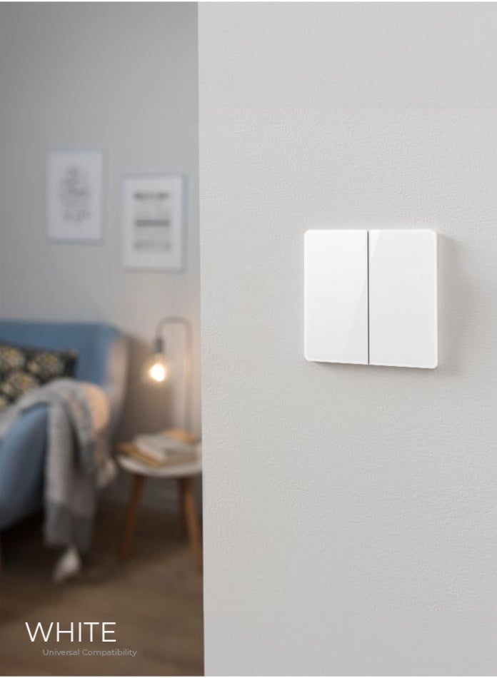 Vmax 2-Gang 2-Way Plate Switch – Modern Square Design, Smooth Control, Durable & Easy Install Wall Switch (WHITE) - Image 1