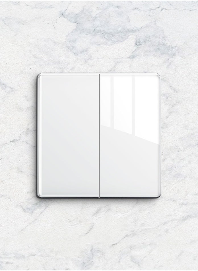 Vmax 2-Gang 2-Way Plate Switch – Modern Square Design, Smooth Control, Durable & Easy Install Wall Switch (WHITE) - Image 2