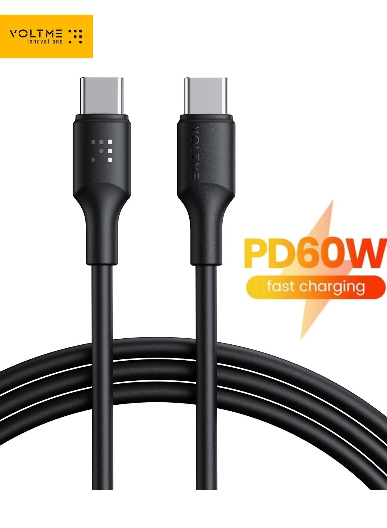 2m 60W (3A) PD Type-C to Type-C Fast Charging Cable, USB-C Power Cord Compatible with iPhone Air, iPhone 17/17 Pro/17 Pro Max, 16/16 Pro/16 Plus, 15 Series, iPad Pro/Air/Mini 6, MacBook Pro/Air, Samsung Galaxy S25/S24/S23 Ultra, Xiaomi, Huawei, Google Pixel, Laptops, Tablets and More - Black