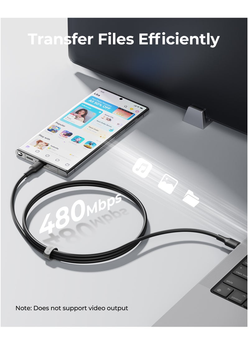 VOLTME 2m 60W (3A) PD Type-C to Type-C Fast Charging Cable, USB-C Power Cord Compatible with iPhone Air, iPhone 17/17 Pro/17 Pro Max, 16/16 Pro/16 Plus, 15 Series, iPad Pro/Air/Mini 6, MacBook Pro/Air, Samsung Galaxy S25/S24/S23 Ultra, Xiaomi, Huawei, Google Pixel, Laptops, Tablets and More - Black - Image 5
