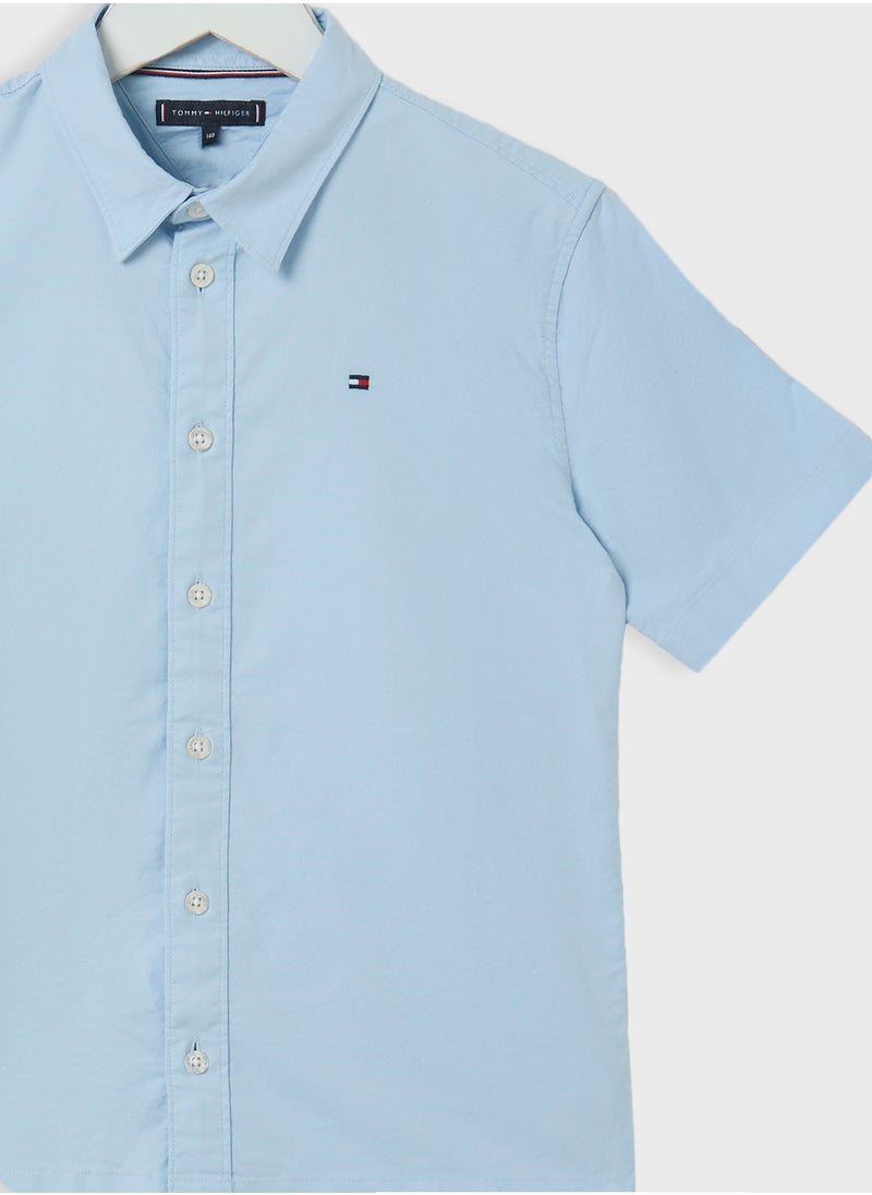 TOMMY HILFIGER Kids Stretch Oxford Ss Shirt  - Image 3