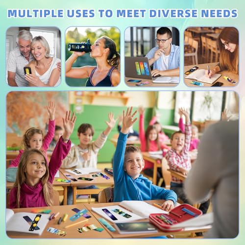 TOEMUR 90PCS Sensory Stickers – 2 Textured Surface, Storage Box Included – Sensory & Calming Strips for Office, Classroom Desk, Teachers, Adult Stickers for Anxiety Relief, Stress (Colourful) - Image 4