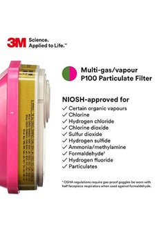 3M 3M P100 Respirator Cartridge/Filter 60926, 1 Pair, NIOSH, Helps Protect Against Organic Vapors, Acid Gases, Ammonia Methylamine, Formaldehyde and Particulates  - Image 2