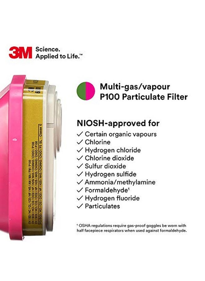3M 3M P100 Respirator Cartridge/Filter 60926, 1 Pair, NIOSH, Helps Protect Against Organic Vapors, Acid Gases, Ammonia Methylamine, Formaldehyde and Particulates  - Image 2