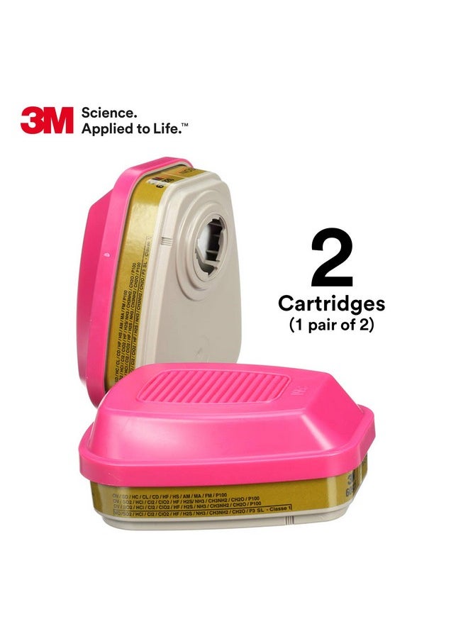 3M 3M P100 Respirator Cartridge/Filter 60926, 1 Pair, NIOSH, Helps Protect Against Organic Vapors, Acid Gases, Ammonia Methylamine, Formaldehyde and Particulates  - Image 3