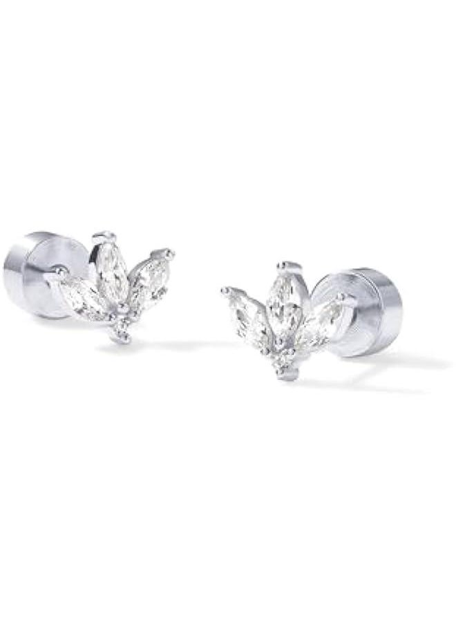 PAVOI - 14K Gold Plated Sterling Silver Posts Mini Stud Flat Back Earrings for Women | Helix Cartilage Piercing Jewelry | Dainty Pearl Star Cluster Cubic Zirconia Lotus Climber Screw Backs - Image 1