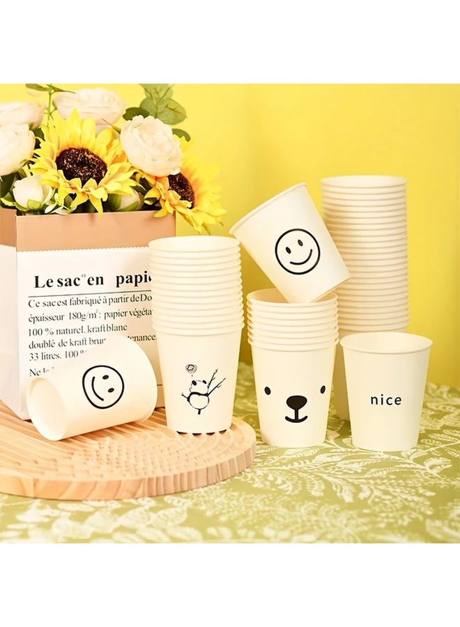 50 قطعة من الأكواب الورقية ذات الألوان العشوائية القابلة لإعادة التدوير والاستعمال لمرة واحدة، المتينة والمغلظة للحفلات في المنزل والمكتب - Image 5