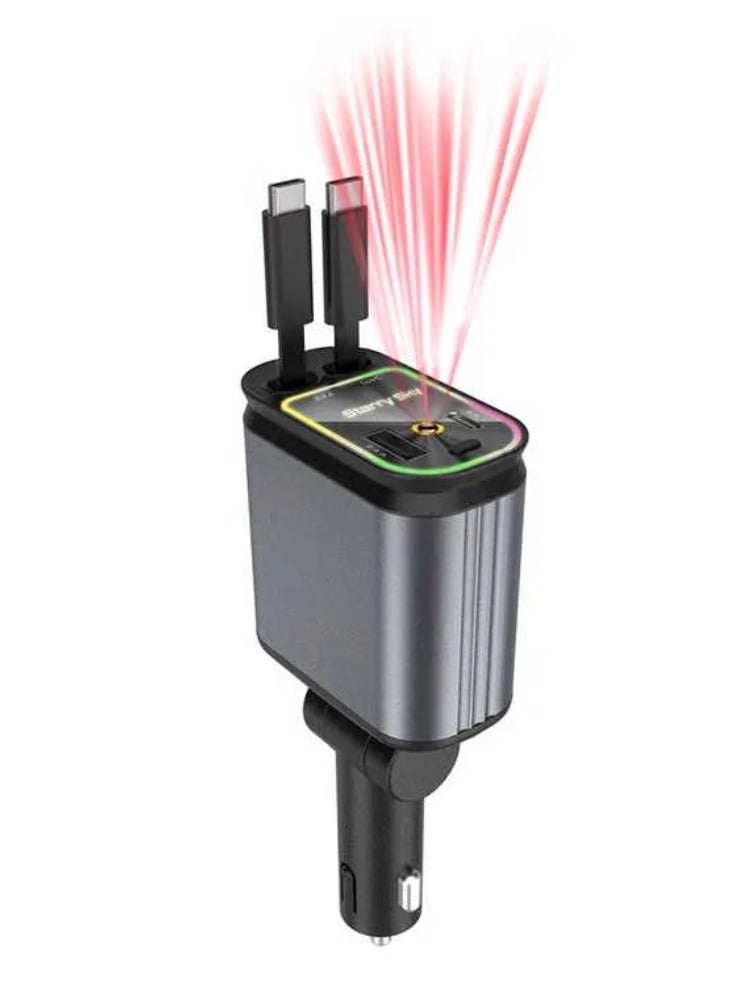 Taalk 4-in-1 Retractable Car Charger with Starry Sky Projector – 120W Fast Charging, QC/PD Compatible for iPhone & Android - Image 2
