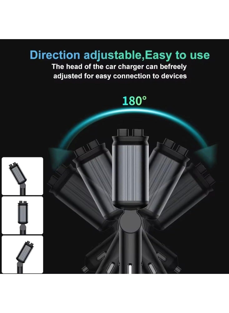 Taalk 4-in-1 Retractable Car Charger with Starry Sky Projector – 120W Fast Charging, QC/PD Compatible for iPhone & Android - Image 5