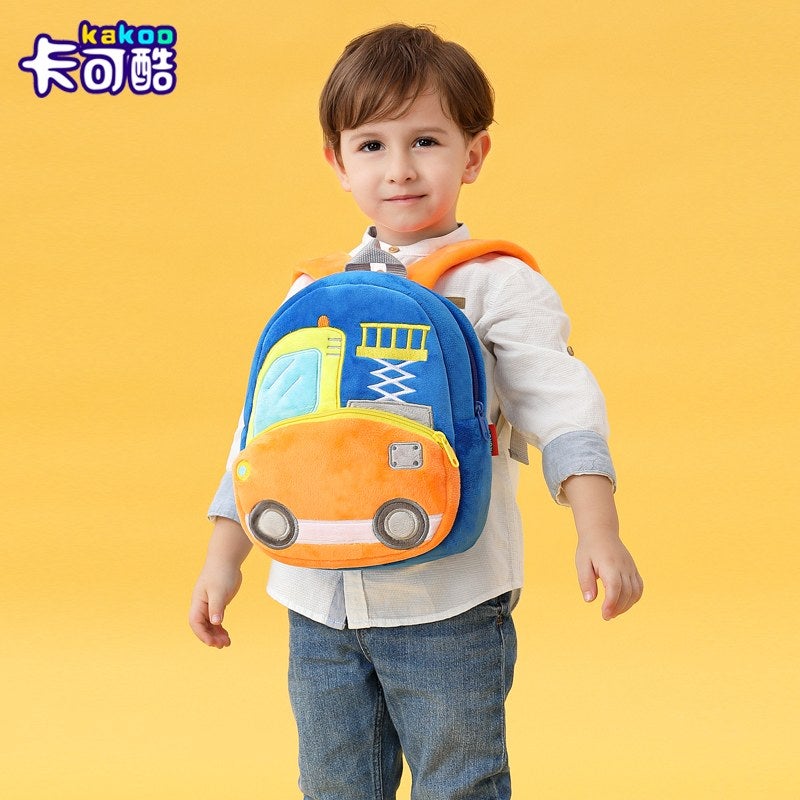 Plush Kids Backpack, Police Car Vehicle Design, Soft Lightweight School Bag for Toddlers and Preschool Kids - Image 2