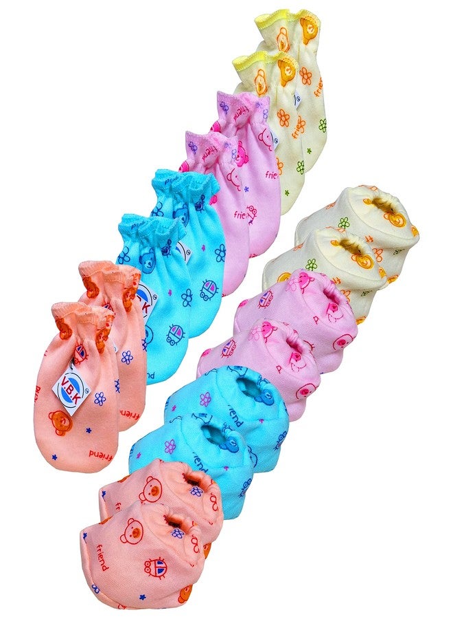 V.B.K® Baby Boy and Baby Girl Clothing Set With Jabla (4 Pcs), Nappy (4 Pcs), Hand Mittens (Gloves) (4 Pair), Leg Booties (Socks) (4 Pair), Pure Hosiery Soft Fabric, 0 Months - 6 Months - Image 4