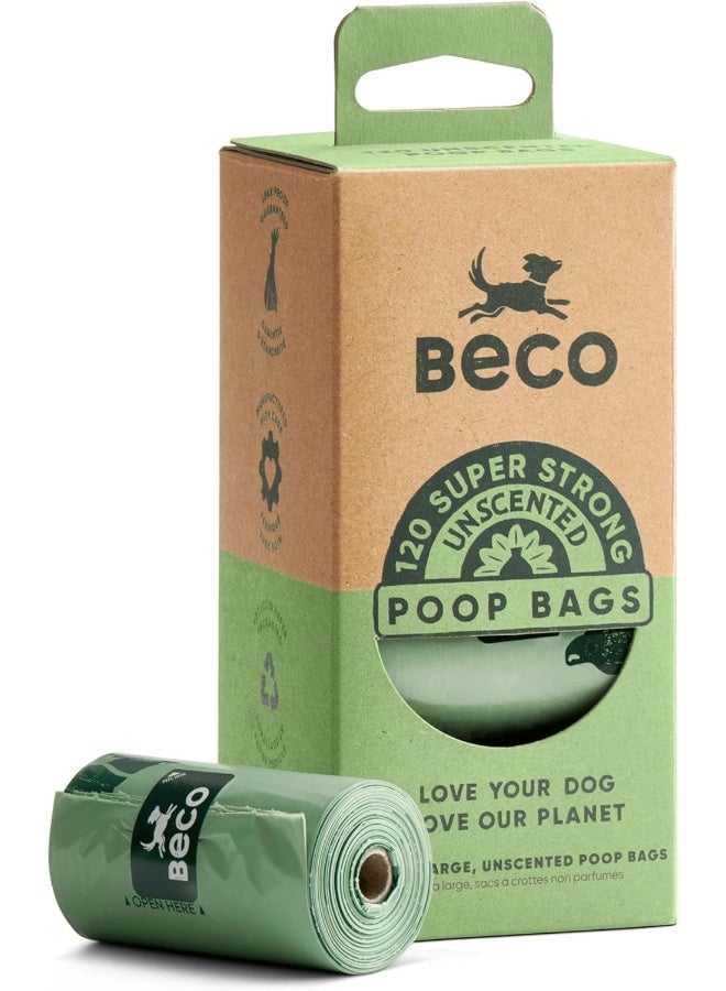 BECO أكياس بيوكو سوبر سترونغ وكبيرة لجمع فضلات الكلاب | أكياس فضلات غير معطرة | 120 لفة إعادة تعبئة [8 × 15] | متوافقة مع موزعات - Image 1