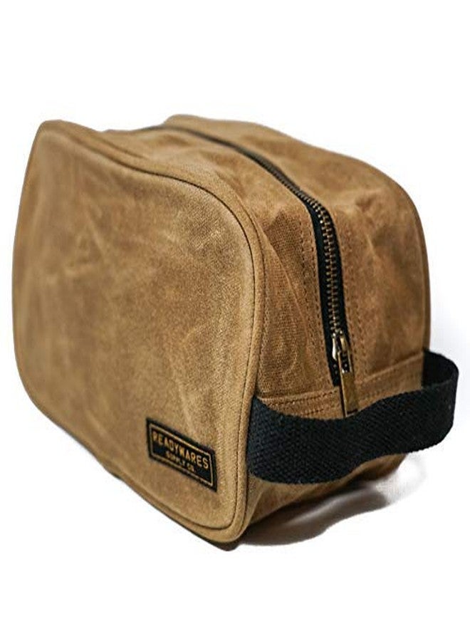 Readywares Waxed Canvas Toiletry Bag for Men, Tan, Dopp Kit Men, Stylish and Durable Shaving Kit Bag, Mens Toiletry Travel Bag - Image 3