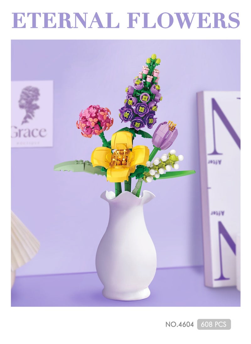 Generic - New Mini Blocks Flower Bouquet Building Sets Artificial Flowers Building Blocks Decoration Home 608 Pcs Botanical Collection For Adults - Image 1
