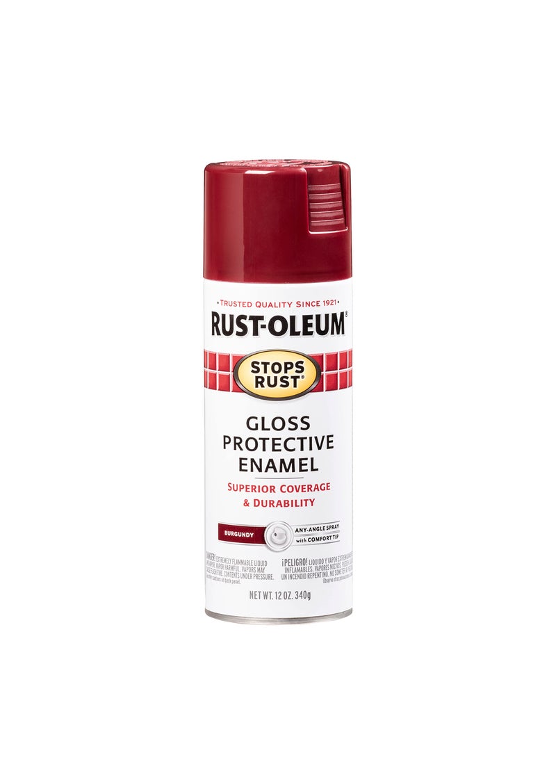 RUST-OLEUM Rust-Oleum 7768830 Stops Rust Spray Paint, 12 oz, Gloss Burgundy  - Image 1