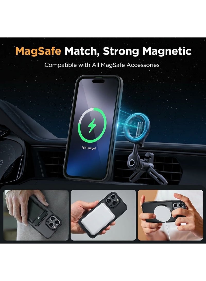 ACLIX Matte Magnetic Case for iPhone 15 Pro Max [Shockproof & Slim] Matte Hard Back Cover with High-Grade Protection | Black - Image 3