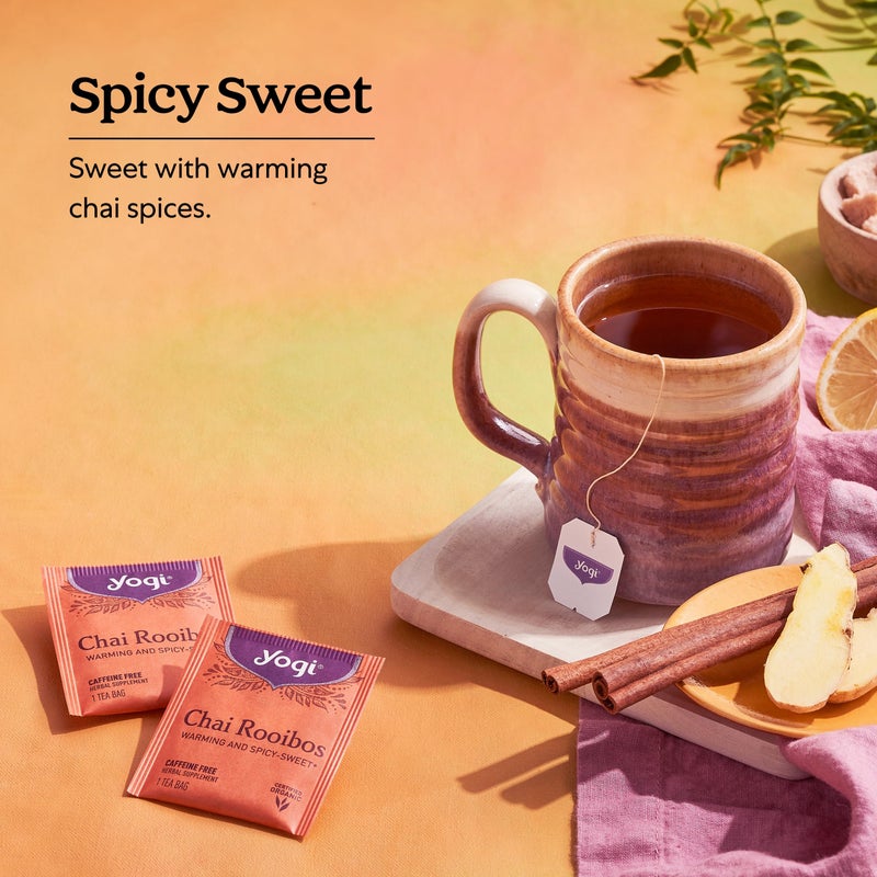 Yogi Tea Chai Rooibos Tea - 16 Tea Bags per Pack (4 Packs) - Spiced Organic Rooibos Tea - Provides Antioxidants - Caffeine-Free - Includes Cardamom, Cinnamon, Ginger & Clove - Image 4