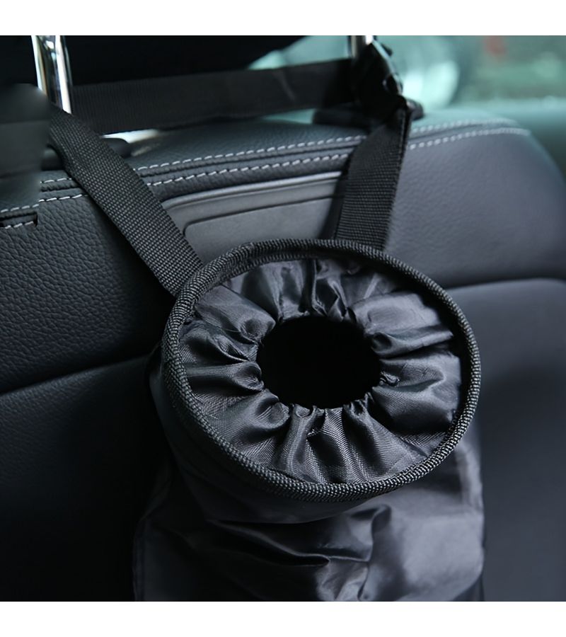 Black Universal Car Trash Bag Hanging Foldable Vehicle Garbage Bag For Seat Headrest Daily Car Trash Storage Car Organizer Portable Washable Storage Pouch For Family Travel And Long Drives - Image 3