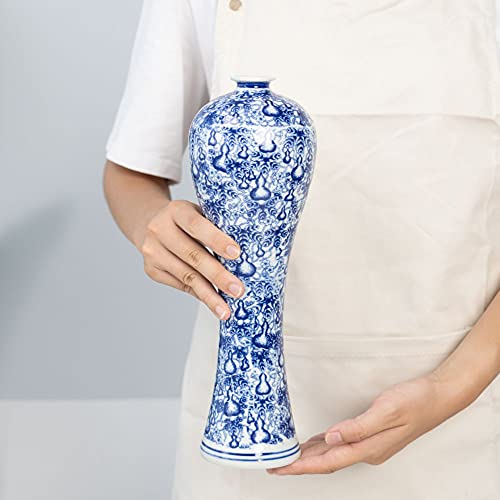 Bigsee Chinese Blue and White Vase, Antique Handmade Ceramic Flower Vase, Decorative Glazed Vases for Home Decor, Table, Living Room, Fish Tail Vase (No.01) - Image 4