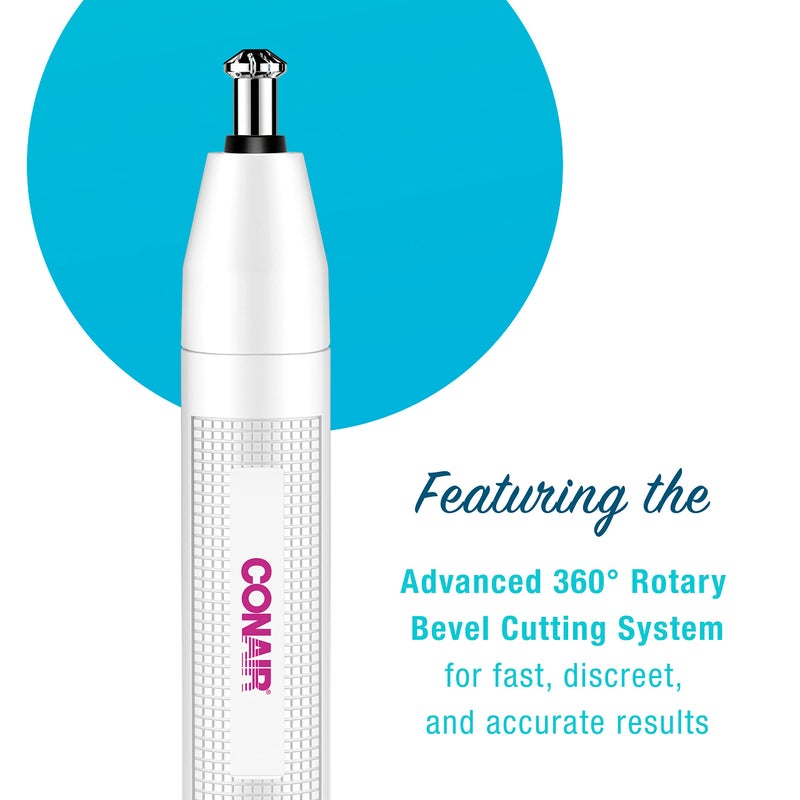 Conair Ear and Nose Hair Trimmer for Women, Cordless Battery-Powered, Patent 360 Bevel Blade for No Pull, No Snag Trimming Experience, True Glow by Conair - Image 2