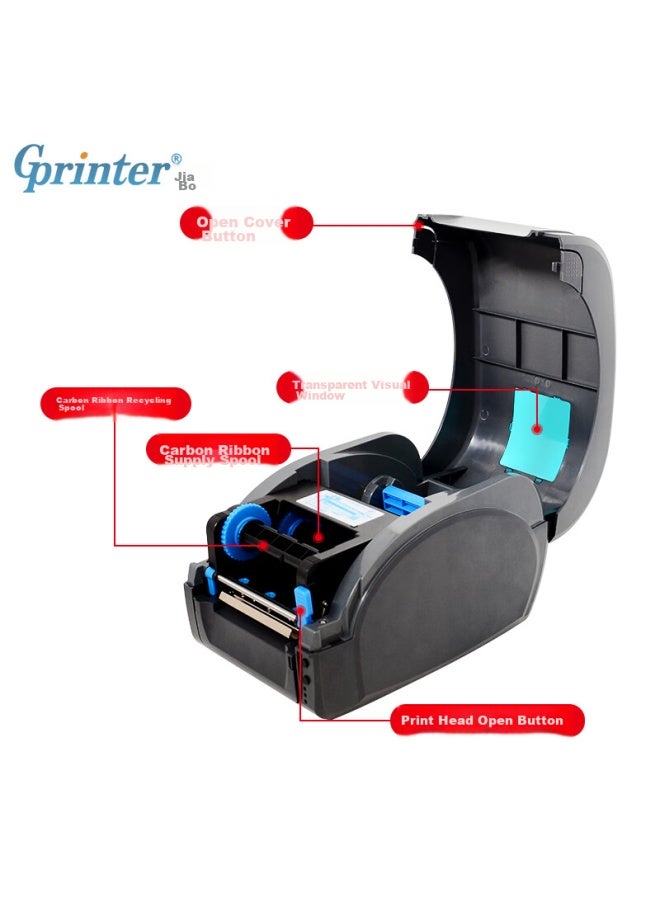 جي برينتر Gprinter طابعة الباركود ذات الشريط الكربوني Gp-9025t إصدار الكمبيوتر، طابعة المجوهرات والأصول الثابتة والعلامة المائية ومستودع الخدمات اللوجستية والحرارية/المباشرة الحرارية ثنائية الوضع - Image 2