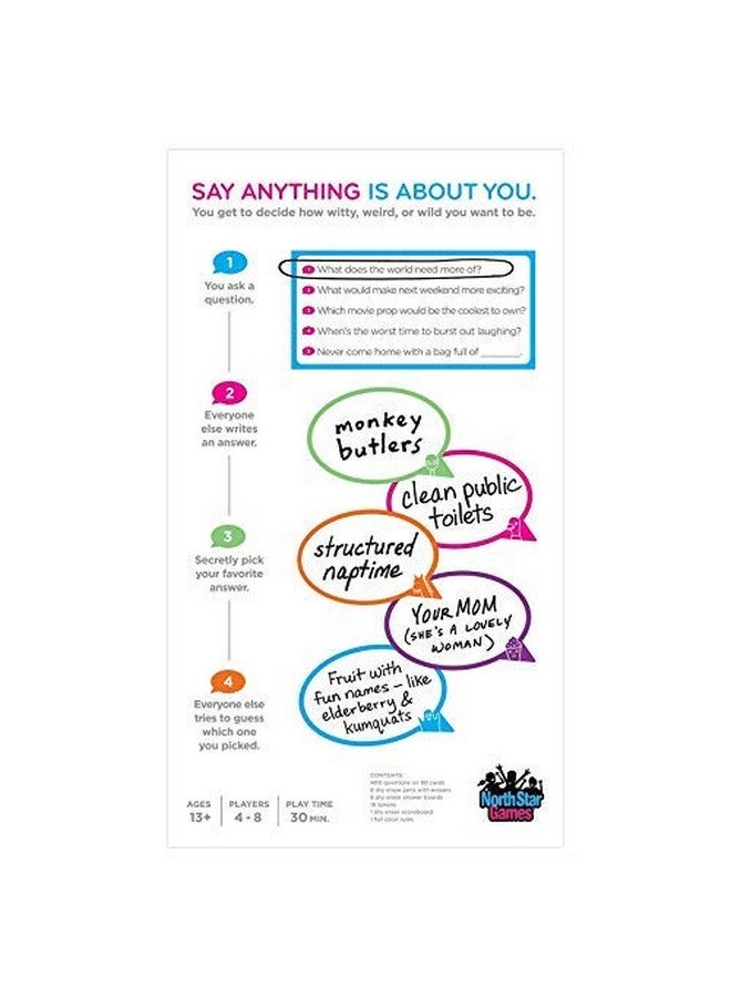 North Star Games Say Anything: 10th Anniversary-A Board Game by North Star Games 4-8 Players-Board Games for Family 30 Mins of Gameplay-Games for Family Game Night-for Kids and Adults Ages 13+ - English Version - Image 2